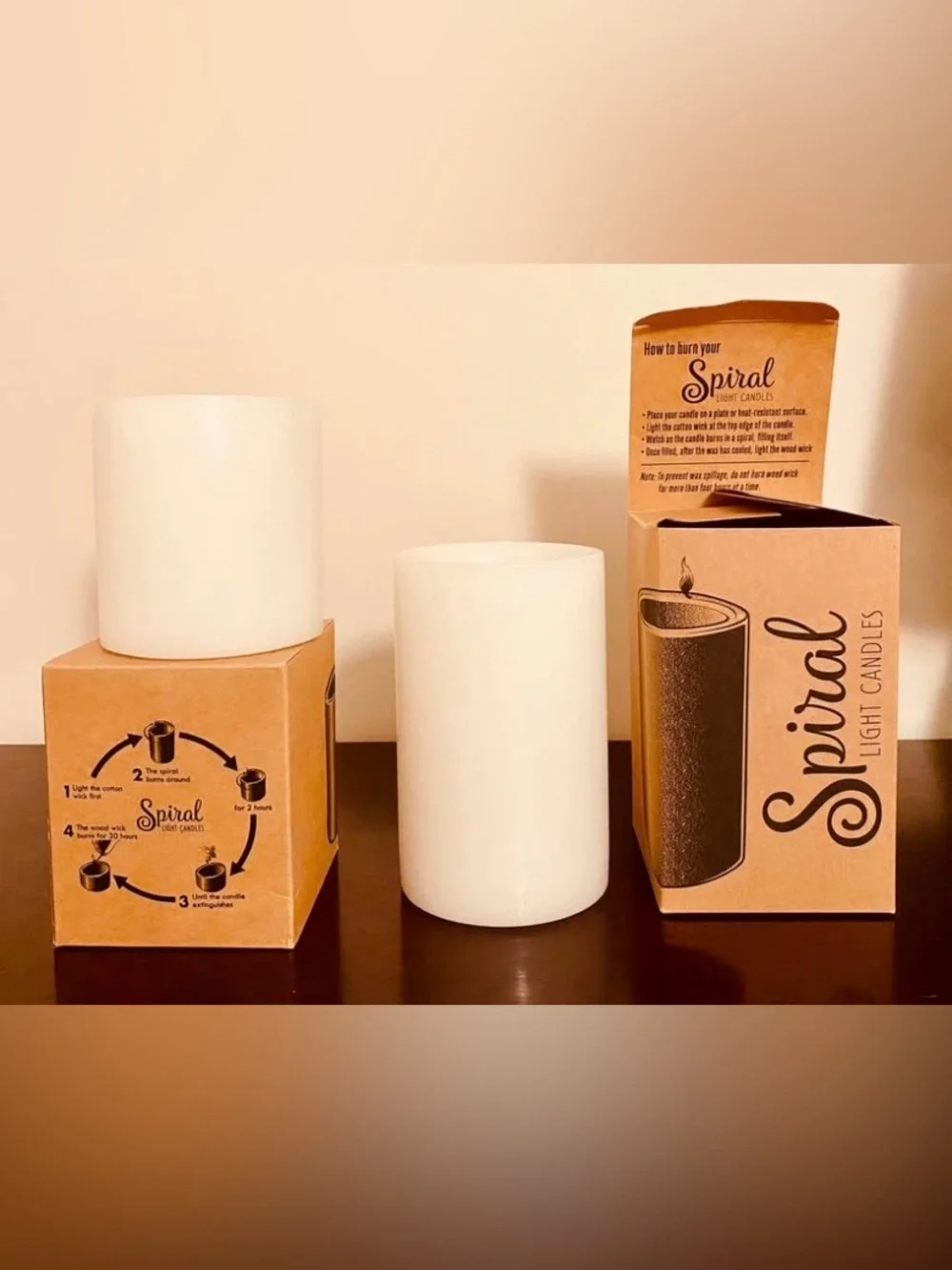 Spiral Candles White Pillar Set